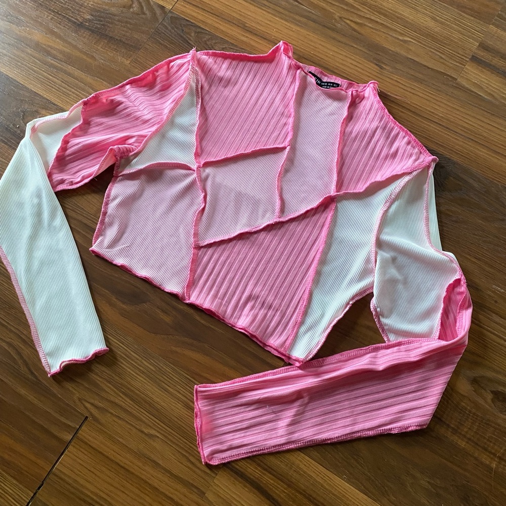 Pink Patchwork Crop Top - Picture 2 of 4